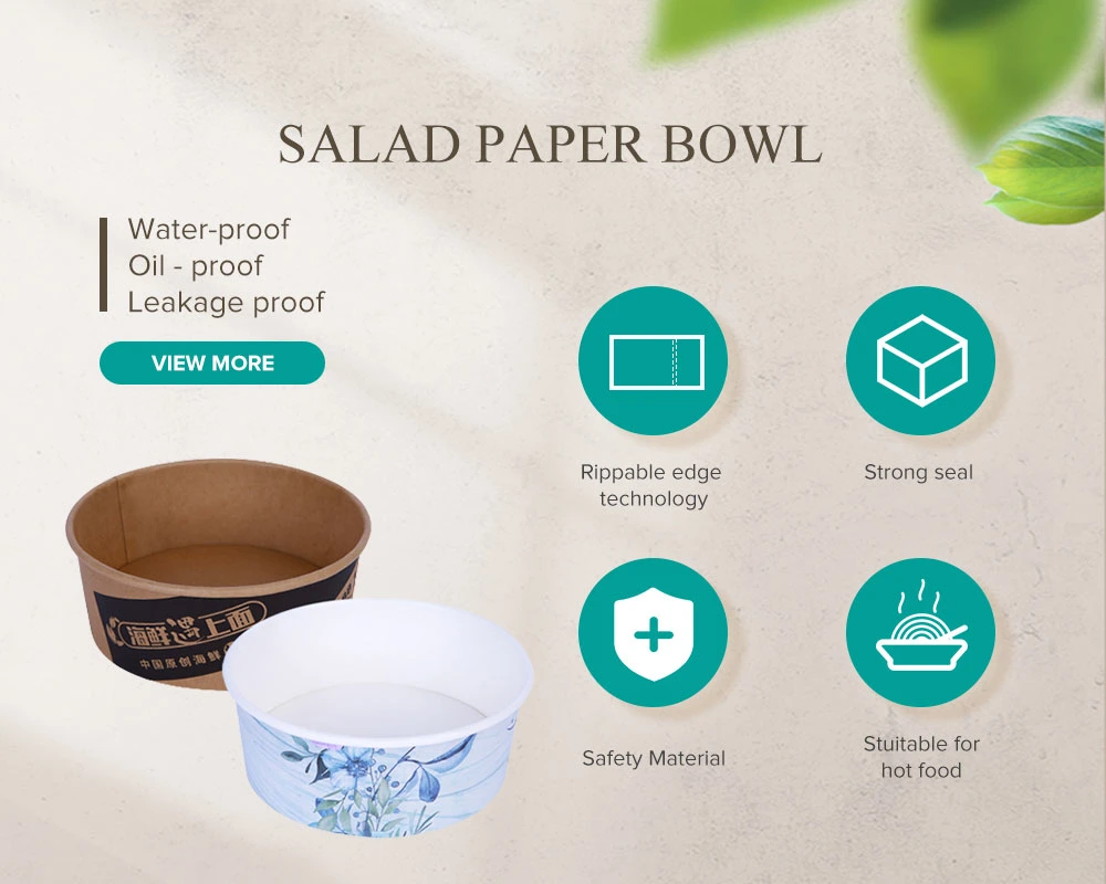 Biodegradable Fruit Salad Paper Bowl Disposable Kraft Paper Salad Bowl