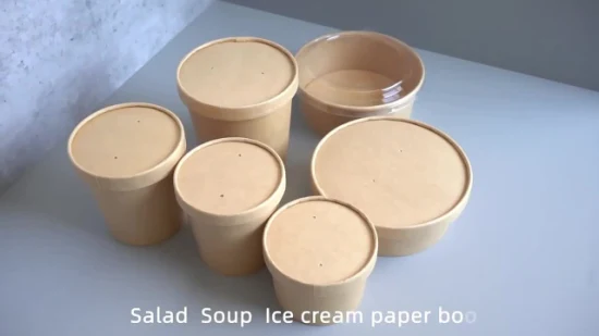 Disposable Take Away Kraft Paper Salad Bowl with Pet Lid Kraft Paper Bowl