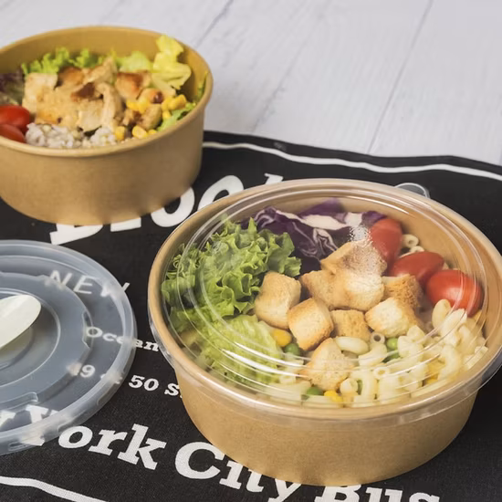 16oz 26oz 32oz 36oz 42oz PE/PLA Coating Kraft Salad Paper Bowl with Lid