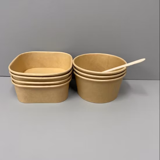 Custom Disposable Food Packing Container Kraft Paper Soup Cup Bowl