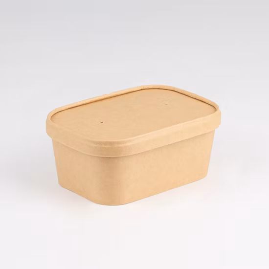Natural Economy Square Recyclable Disposable Food Paper Bowl