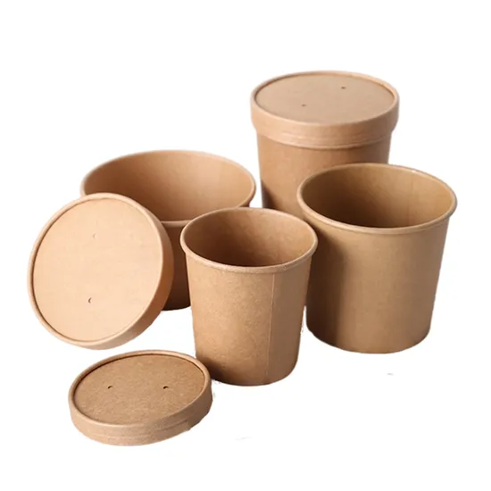 Disposable Biodegradable Hot Noodle Soup Bowl with Lid 750ml Custom Paper Bowls 