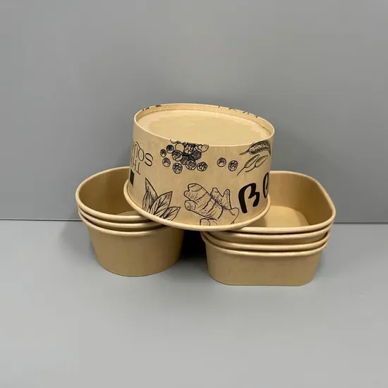 Disposable Kraft Paper Box Packaging Food Bowl Kraft Paper Bowl 750ml and 1000ml 