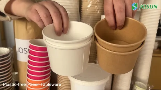 Compostable Insulated Kraft Paper Container Salad Bowls Soup Paper Bowl with Lid 