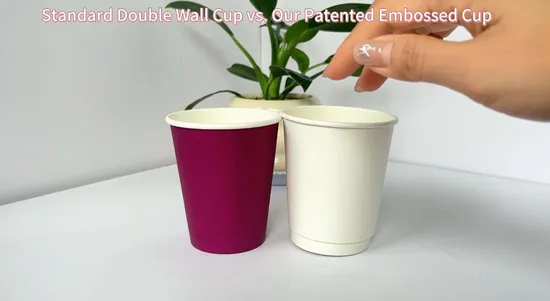 Biodegradable Pha PLA Water Based Coating Aqueous Paper Cup Bagasse Bamboo Pulp Double Wall Kraft Paper Cups with Logo for Beverage Take out Coffee Paper Cups 