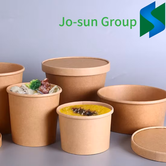 Factory Supply Disposable Custom Printing Food Packing Box Container Kraft Paper Salad Bowl with Lid