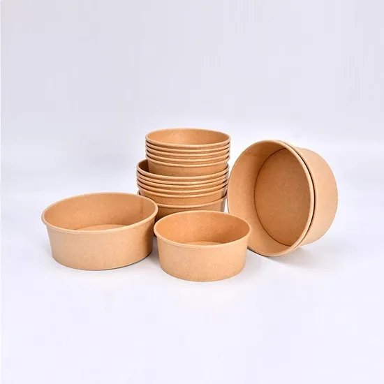 750ml 1000ml 1300ml Salad Bowl Waterproof Oil Resistant Disposable Kraft Paper Bowl 
